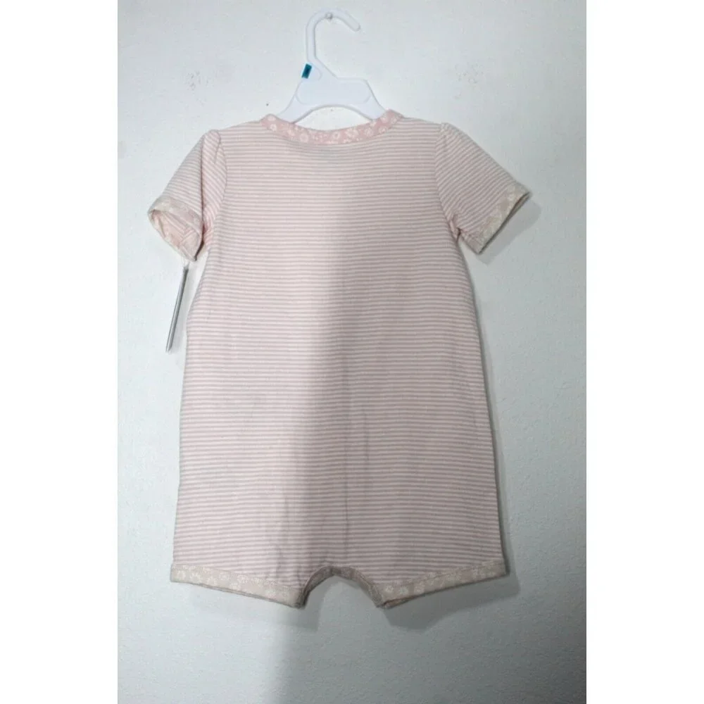 Carters Baby Girls Size 24 Months Cotton Pink Stripped Baby Bee Snap-Up Romper‎
